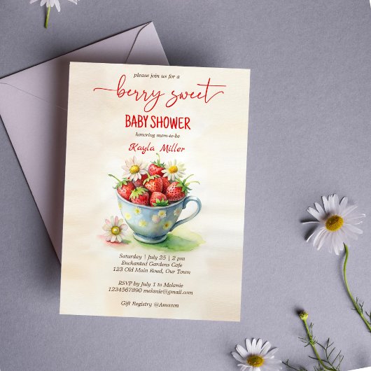 Invitation Baby shower de fraise Berry