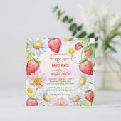 Invitation Baby shower de fraise Berry (Debout devant)