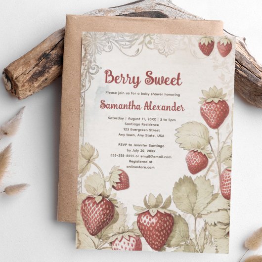 Invitation Baby shower de fraise Berry Sweet