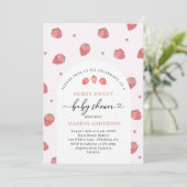 Invitation Baby shower de fraise d'aquarelle (Debout devant)