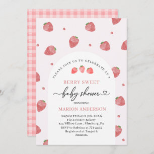 Invitation Baby shower de fraise d'aquarelle