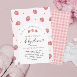 Invitation Baby shower de fraise d'aquarelle