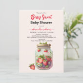 Invitation Baby shower de fraise d'aquarelle mignonne (Debout devant)