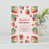 Invitation Baby shower de fraise d'aquarelle mignonne (Debout devant)