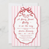 Invitation Baby shower de fraise de Berry Rouge tiré à la mai (Devant)