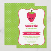 Invitation Baby shower de fraise doux Little Sweetie (Devant / Derrière)