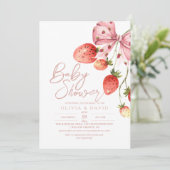 Invitation Baby shower de fraise frais moderne (Debout devant)