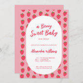Invitation Baby shower de fraise pour bébé fille (Devant / Derrière)