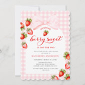 Invitation Baby shower de fraise sucrée Coquette Berry (Devant)