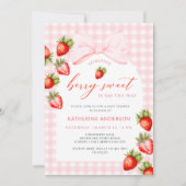 Invitation Baby shower de fraise sucrée Coquette Berry (Devant)