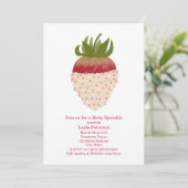 Invitation Baby shower de fraises chocolat pour bébé (Debout devant)