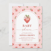 Invitation Baby shower de fraises moderne (Devant)