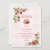 Invitation Baby shower de fraises sucrées (Devant)