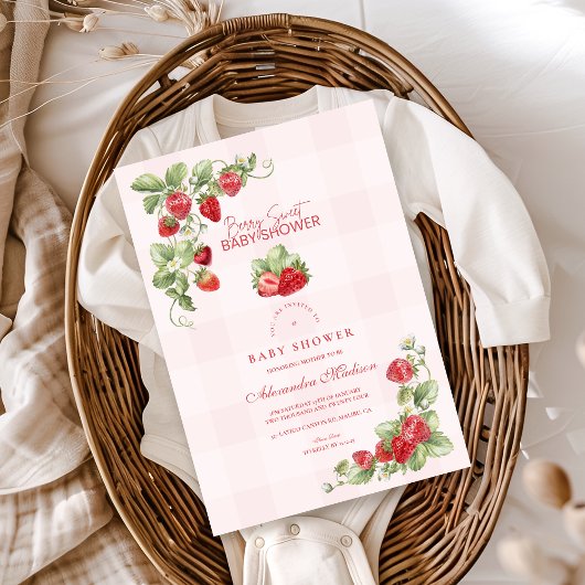 Invitation Baby shower de fraises sucrées