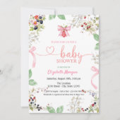 Invitation Baby shower de framboise à l'aquarelle (Devant)