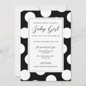 Invitation Baby shower de frontière Polka noir et blanc (Devant)