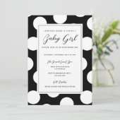 Invitation Baby shower de frontière Polka noir et blanc (Debout devant)