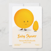 Invitation Baby shower de fruits caricaturaux blanc orange Ku (Devant)