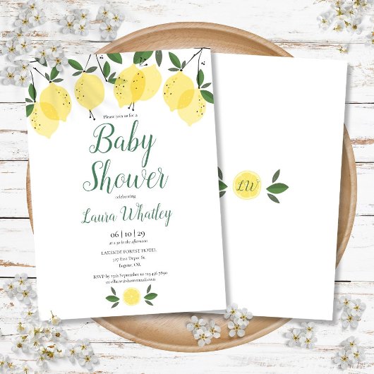Invitation Baby shower de fruits citronné moderne