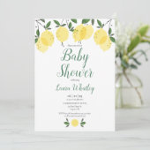 Invitation Baby shower de fruits citronné moderne (Debout devant)