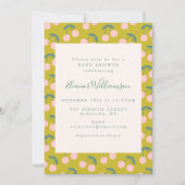 Invitation Baby shower de fruits de cerise rose et vert (Devant)