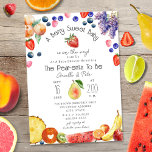 Invitation Baby shower de fruits sucrés de Berry<br><div class="desc">Baby shower à thème fruité avec des illustrations de bleuet,  poire,  fraise,  pêche,  ananas,  raisin,  pastèque,  banane,  orange,  pomme et framboise.</div>