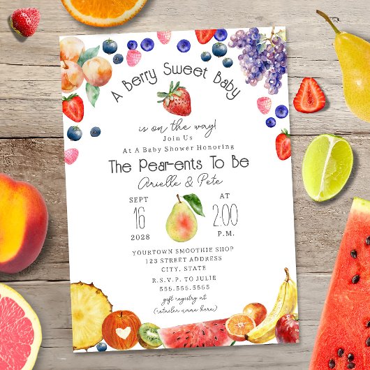 Invitation Baby shower de fruits sucrés de Berry