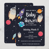 Invitation Baby shower de galaxie de Hedgehog Space Navy (Devant / Derrière)
