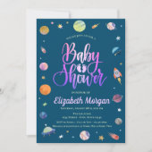 Invitation Baby shower de galaxie spatiale (Devant)