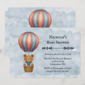 Invitation Baby shower de garçon à ballon à air chaud (Devant / Derrière)
