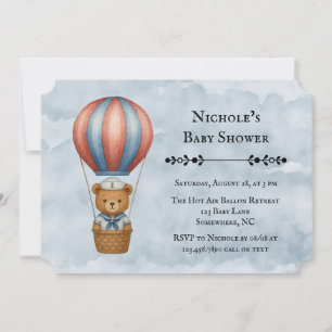 Invitation Baby shower de garçon à ballon à air chaud