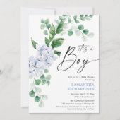 Invitation baby shower de garçon à fleurs bleu printemps (Devant)