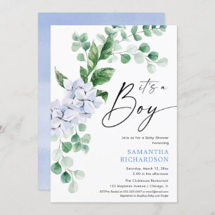 Invitation baby shower de garçon à fleurs bleu printemps