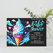 Invitation Baby shower de garçon à glace à cône modifiable (Debout devant)