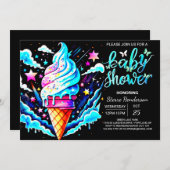 Invitation Baby shower de garçon à glace à cône modifiable (Devant / Derrière)