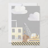 Invitation Baby shower de garçon à thème de construction (Dos)