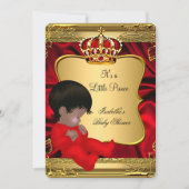 Invitation Baby shower de garçon afro-américain Red Gold (Devant)