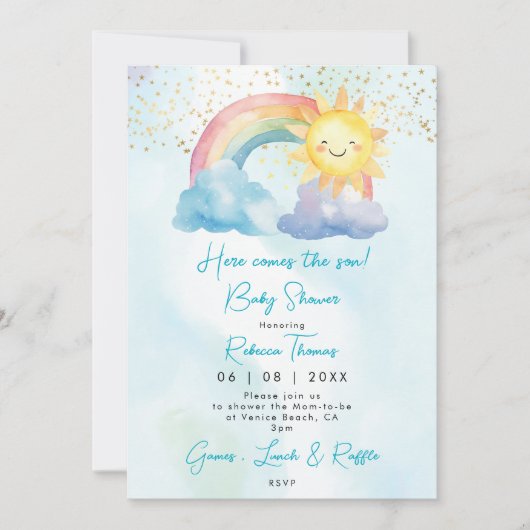 Invitation baby shower de garçon arc-en-ciel (Devant)