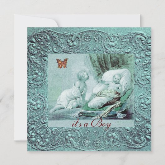 Invitation BABY SHOWER DE GARÇON BLEU AVEC Champagne BOUTEILL (Devant)