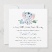 Invitation Baby shower de garçon bleu Eléphant mig (Devant)