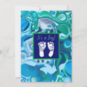 Invitation Baby shower de garçon bleu et vert (Dos)