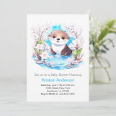 Invitation Baby shower de garçon bleu Fleur sauvage Otterly (Debout devant)