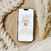 Invitation Baby shower de garçon Bleu Ours Teddy