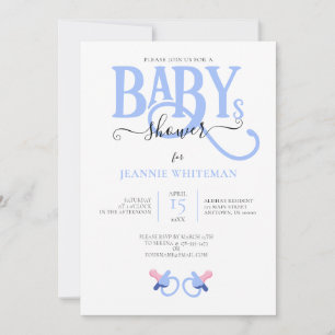 INVITATION BABY SHOWER DE GARÇON BLEU TWIN AVEC PACIFIER
