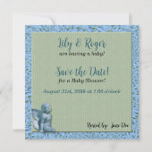 Invitation Baby shower de garçon Blue Green Paisley (Dos)
