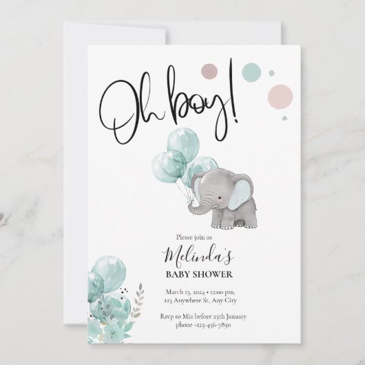 Invitation Baby shower de garçon Blue Grey (Devant)