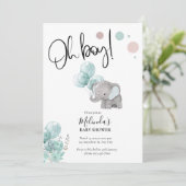 Invitation Baby shower de garçon Blue Grey (Debout devant)