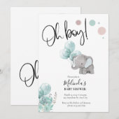 Invitation Baby shower de garçon Blue Grey (Devant / Derrière)