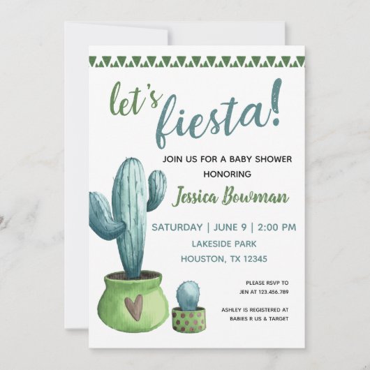 Invitation Baby shower de garçon Cactus Fiesta (Devant)