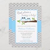 Invitation Baby shower de garçon Chevron Gray (Devant / Derrière)
